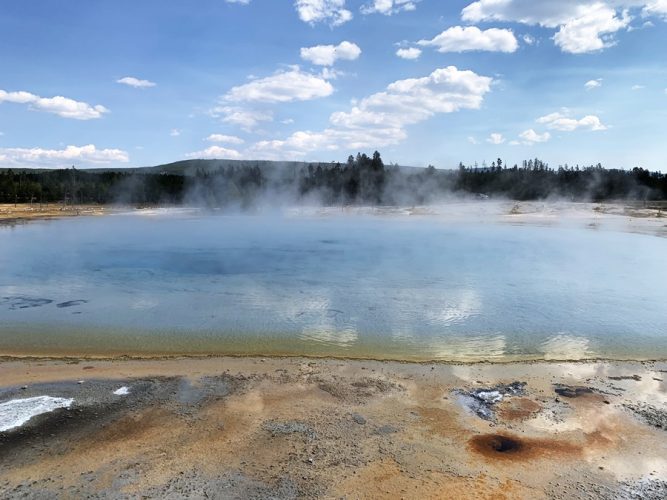 Black Sand Basin Obsidian Sand And Handkerchief Pool In Yellowstone Black Sand Basin Obsidian Sand And Handkerchief Pool In Yellowstone